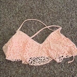 light pink flowered bikini top
